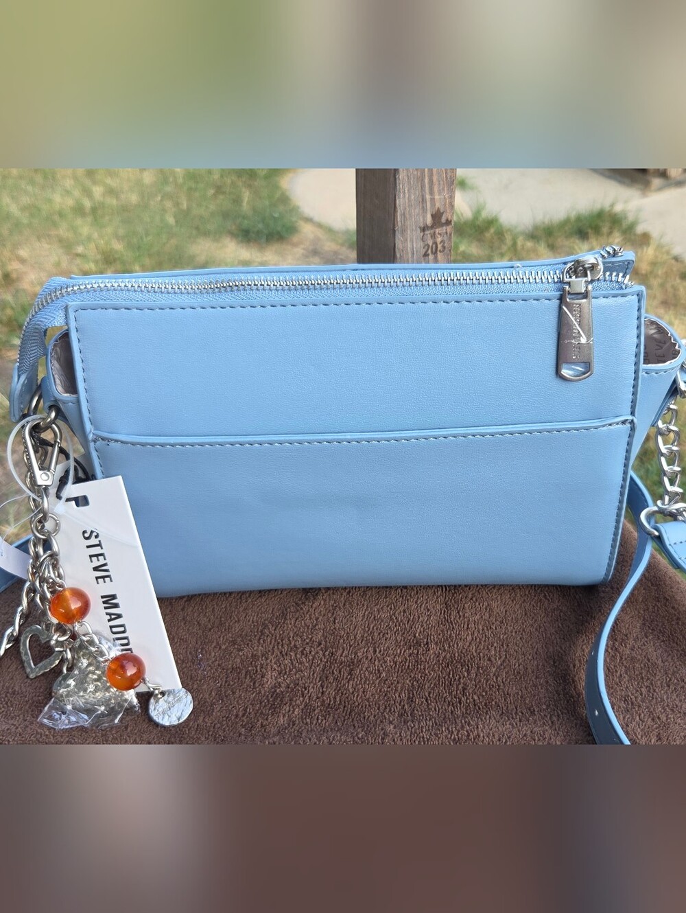 Steve Madden Blue Patchwork Crossbody Bag - Picture 2 of 3